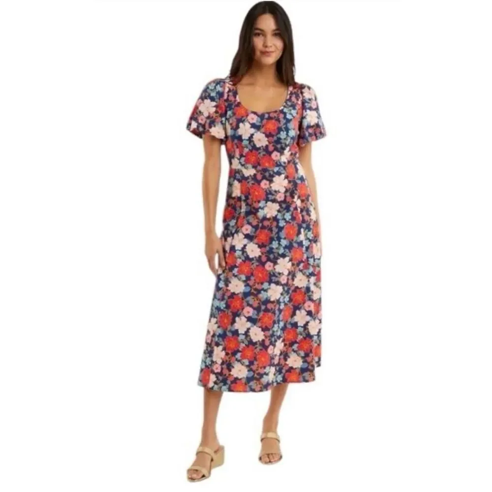 Draper James Julianne Midi Dress in Blooming Peony Size 6 / NWOT